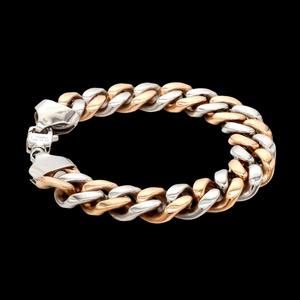 12.75mm Two-tone Platinum & Rose Gold Curb Bracelet for Men JL PTB 1174-A