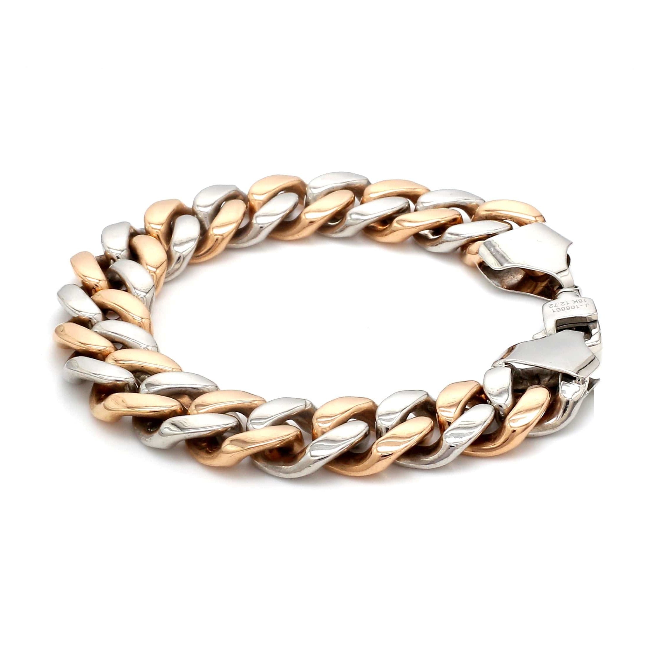 12.75mm Two-tone Platinum & Rose Gold Curb Bracelet for Men JL PTB 1174-A