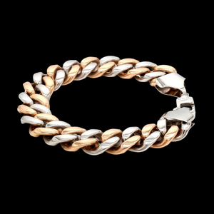 12.75mm Two-tone Platinum & Rose Gold Curb Bracelet for Men JL PTB 1174-A