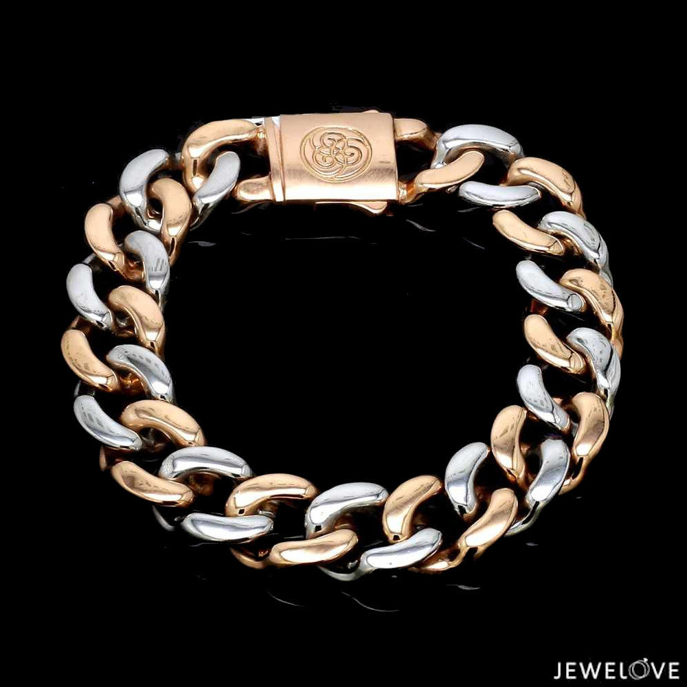 13.5mm Two-tone Platinum & Rose Gold Curb Bracelet for Men JL PTB 1174