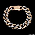 Load image into Gallery viewer, 13.5mm Two-tone Platinum &amp; Rose Gold Curb Bracelet for Men JL PTB 1174
