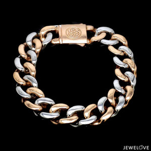 13.5mm Two-tone Platinum & Rose Gold Curb Bracelet for Men JL PTB 1174