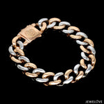 Load image into Gallery viewer, 13.5mm Two-tone Platinum &amp; Rose Gold Curb Bracelet for Men JL PTB 1174
