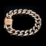 Load image into Gallery viewer, 13.5mm Two-tone Platinum &amp; Rose Gold Curb Bracelet for Men JL PTB 1174
