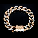 Load image into Gallery viewer, 13.5mm Two-tone Platinum &amp; Rose Gold Curb Bracelet for Men JL PTB 1174
