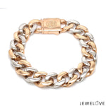 Load image into Gallery viewer, 13.5mm Two-tone Platinum &amp; Rose Gold Curb Bracelet for Men JL PTB 1174
