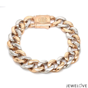 13.5mm Two-tone Platinum & Rose Gold Curb Bracelet for Men JL PTB 1174