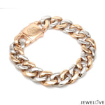 Load image into Gallery viewer, 13.5mm Two-tone Platinum &amp; Rose Gold Curb Bracelet for Men JL PTB 1174
