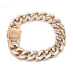 Load image into Gallery viewer, 13.5mm Two-tone Platinum &amp; Rose Gold Curb Bracelet for Men JL PTB 1174
