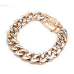 Load image into Gallery viewer, 13.5mm Two-tone Platinum &amp; Rose Gold Curb Bracelet for Men JL PTB 1174
