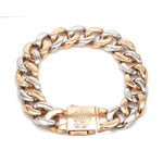 Load image into Gallery viewer, 13.5mm Two-tone Platinum &amp; Rose Gold Curb Bracelet for Men JL PTB 1174
