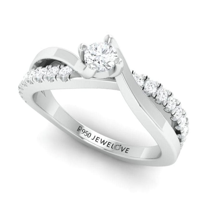 15-Pointer Platinum Solitaire Ring with a Twist JL PT 675