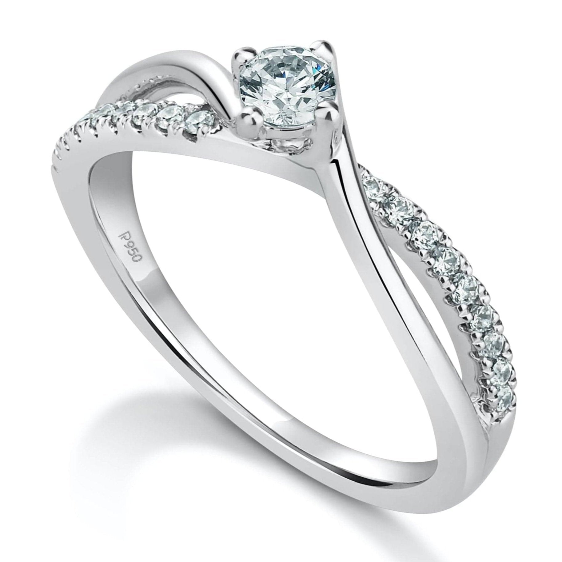 15-Pointer Platinum Solitaire Ring with a Twist JL PT 675