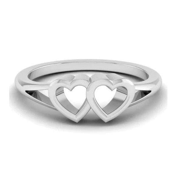 2 Hearts Plain Platinum Ring for Women JL PT 550