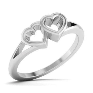 2 Hearts Plain Platinum Ring for Women JL PT 550