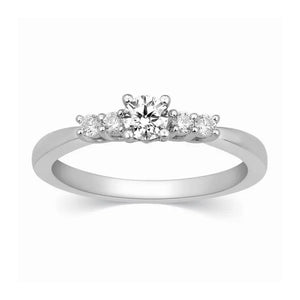 20 Pointer Solitaire Platinum Ring with Diamond Accents for Women JL PT 323