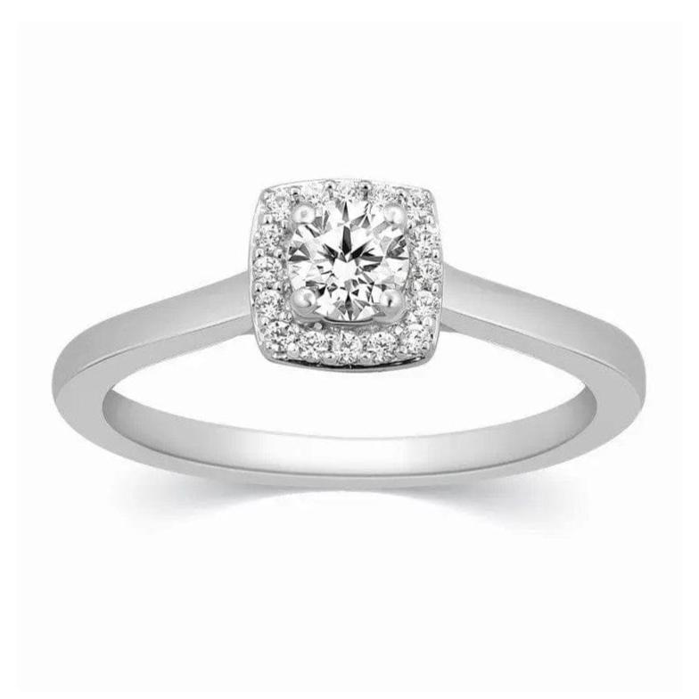 20-Pointer Square Halo Diamond Platinum Engagement Ring JL PT 325