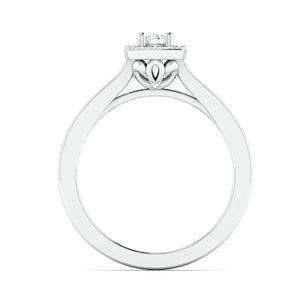 20-Pointer Square Halo Diamond Platinum Engagement Ring JL PT 325