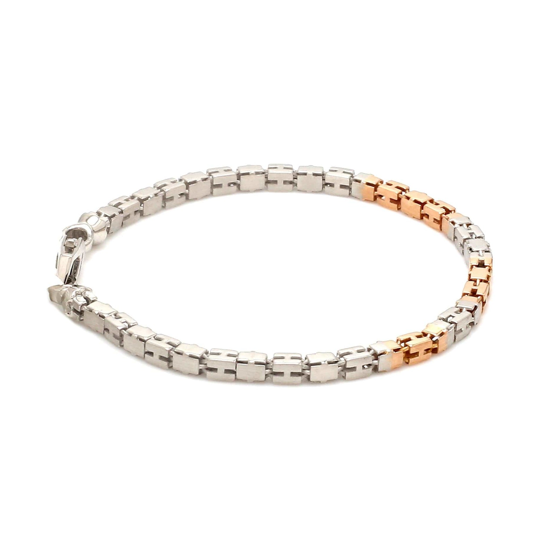 3.25mm Platinum Rose Gold Bracelet with Hi-Polish & Matte Finish for Men JL PTB 1178-A