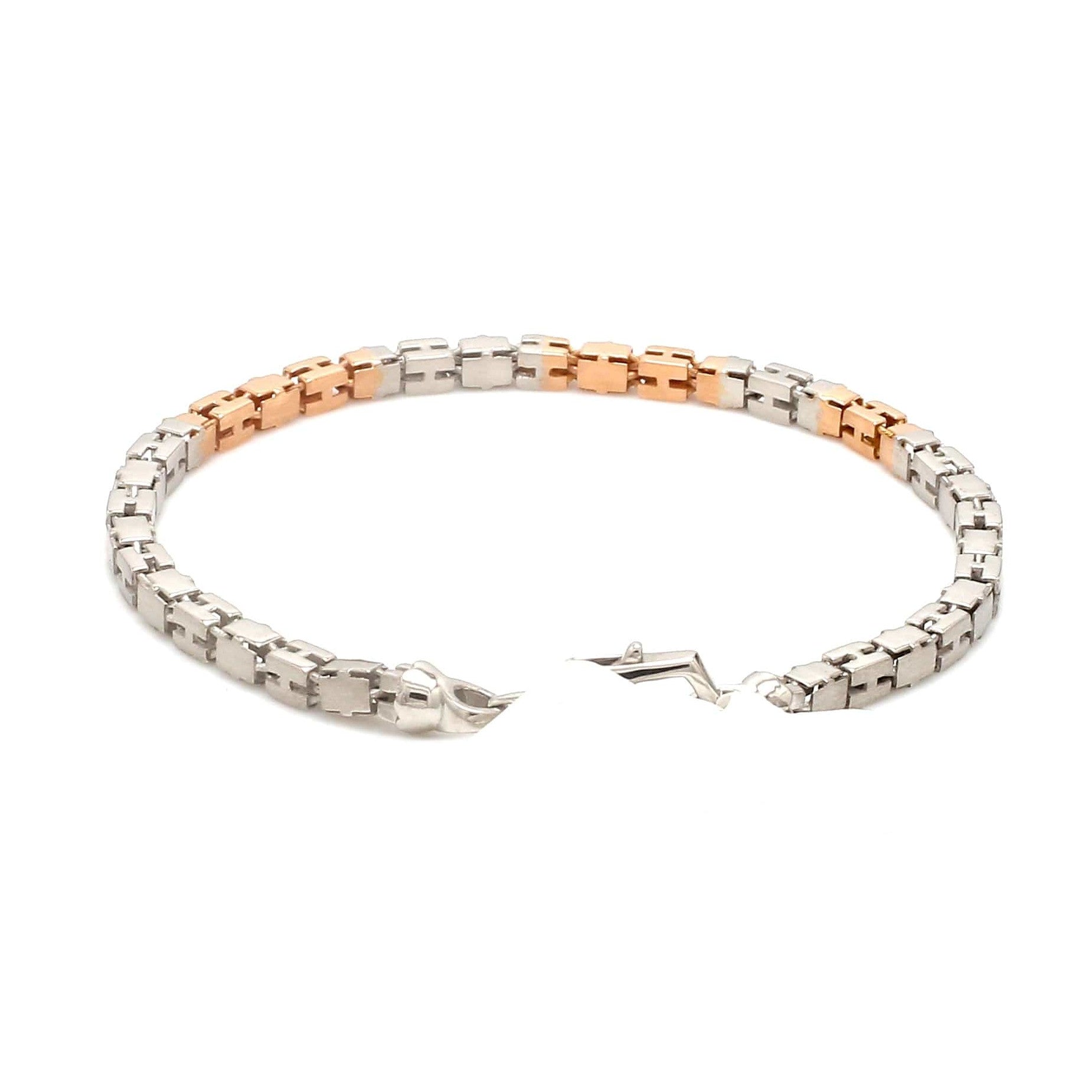 3.25mm Platinum Rose Gold Bracelet with Hi-Polish & Matte Finish for Men JL PTB 1178-A