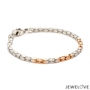 3.25mm Platinum Rose Gold Bracelet with Hi-Polish & Matte Finish for Men JL PTB 1178-A