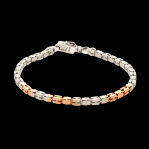 3.25mm Platinum Rose Gold Bracelet with Hi-Polish & Matte Finish for Men JL PTB 1178-A