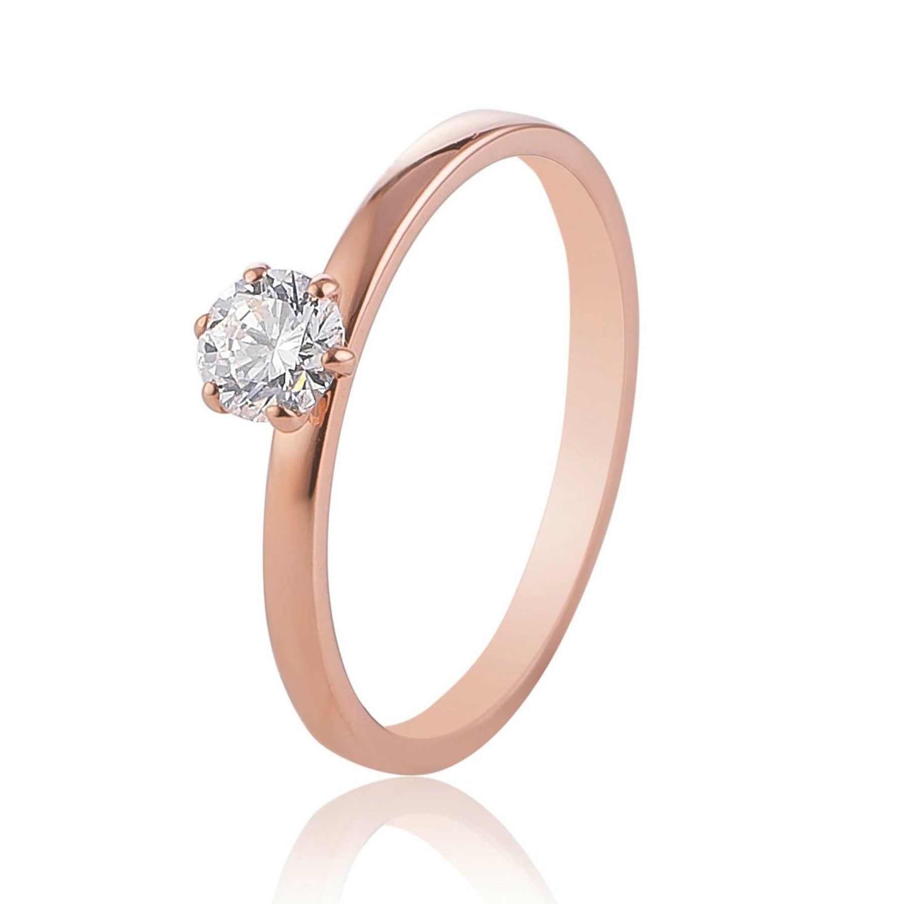 30 Pointer Classic 6 Prong Solitaire Ring made in 18K Rose Gold JL AU 12