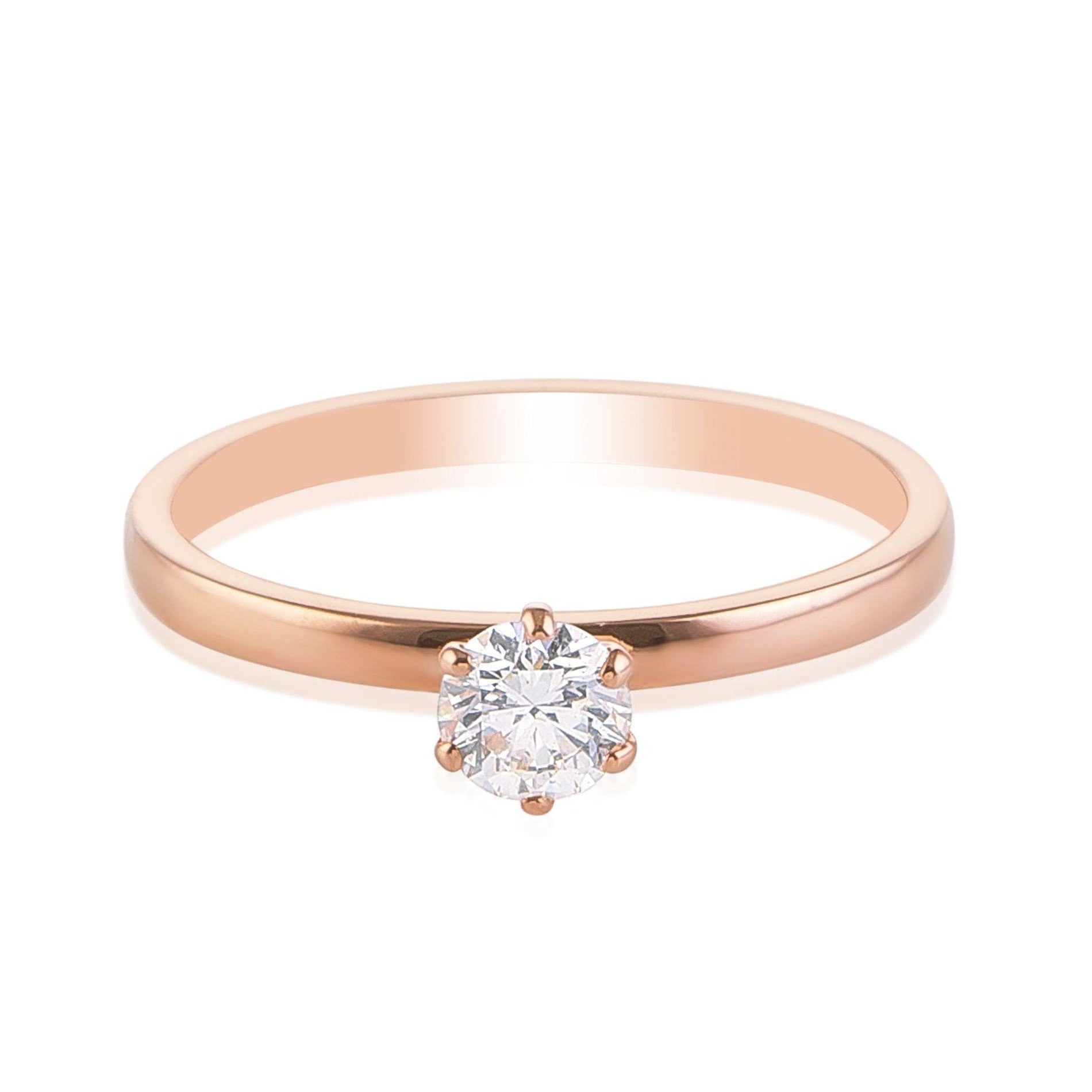 30 Pointer Classic 6 Prong Solitaire Ring made in 18K Rose Gold JL AU 12