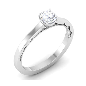 30-Pointer Platinum Solitaire Engagement Ring with Milgrain Finish JL PT 6576