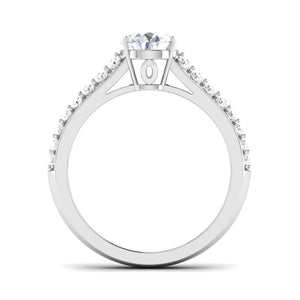 30-Pointer Platinum Two Row Diamond Shank Solitaire Engagement Ring JL PT 6989