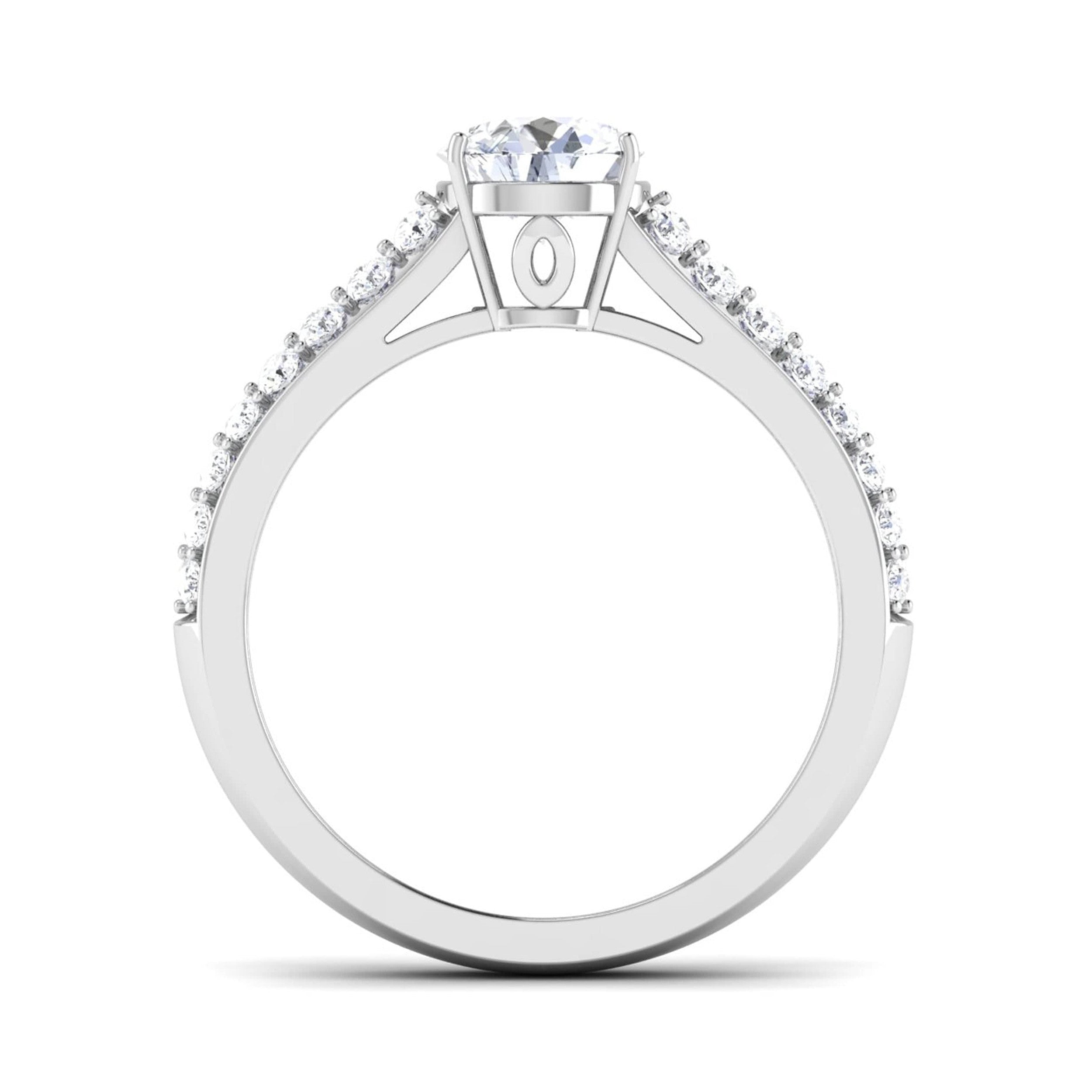 70-Pointer Platinum Two Row Diamond Shank Solitaire Engagement Ring JL PT 6989-B