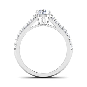 70-Pointer Lab Grown Solitaire Two Row Diamond Shank Platinum Engagement Ring JL PT LG G 6989-A