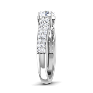 50-Pointer Platinum Two Row Diamond Shank Solitaire Engagement Ring JL PT 6989-A