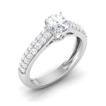 Load image into Gallery viewer, 1-Carat Platinum Two Row Diamond Shank Solitaire Engagement Ring JL PT 6989-C
