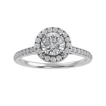 Load image into Gallery viewer, 50-Pointer Lab Grown Solitaire Halo Diamond Shank Platinum Ring JL PT LG G 1294
