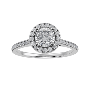 1.50-Carat Lab Grown Solitaire Halo Diamond Shank Platinum Ring JL PT LG G 1294-C