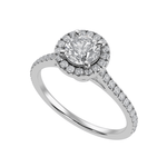 Load image into Gallery viewer, 50-Pointer Lab Grown Solitaire Halo Diamond Shank Platinum Ring JL PT LG G 1294
