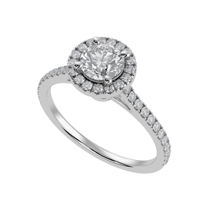 1.50-Carat Lab Grown Solitaire Halo Diamond Shank Platinum Ring JL PT LG G 1294-C