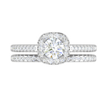 Load image into Gallery viewer, 25-Pointer Solitaire Halo Diamond Split Shank Platinum Ring for Women JL PT RV RD 140
