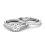 Load image into Gallery viewer, 25-Pointer Solitaire Halo Diamond Split Shank Platinum Ring for Women JL PT RV RD 140
