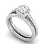 Load image into Gallery viewer, 25-Pointer Solitaire Halo Diamond Split Shank Platinum Ring for Women JL PT RV RD 140
