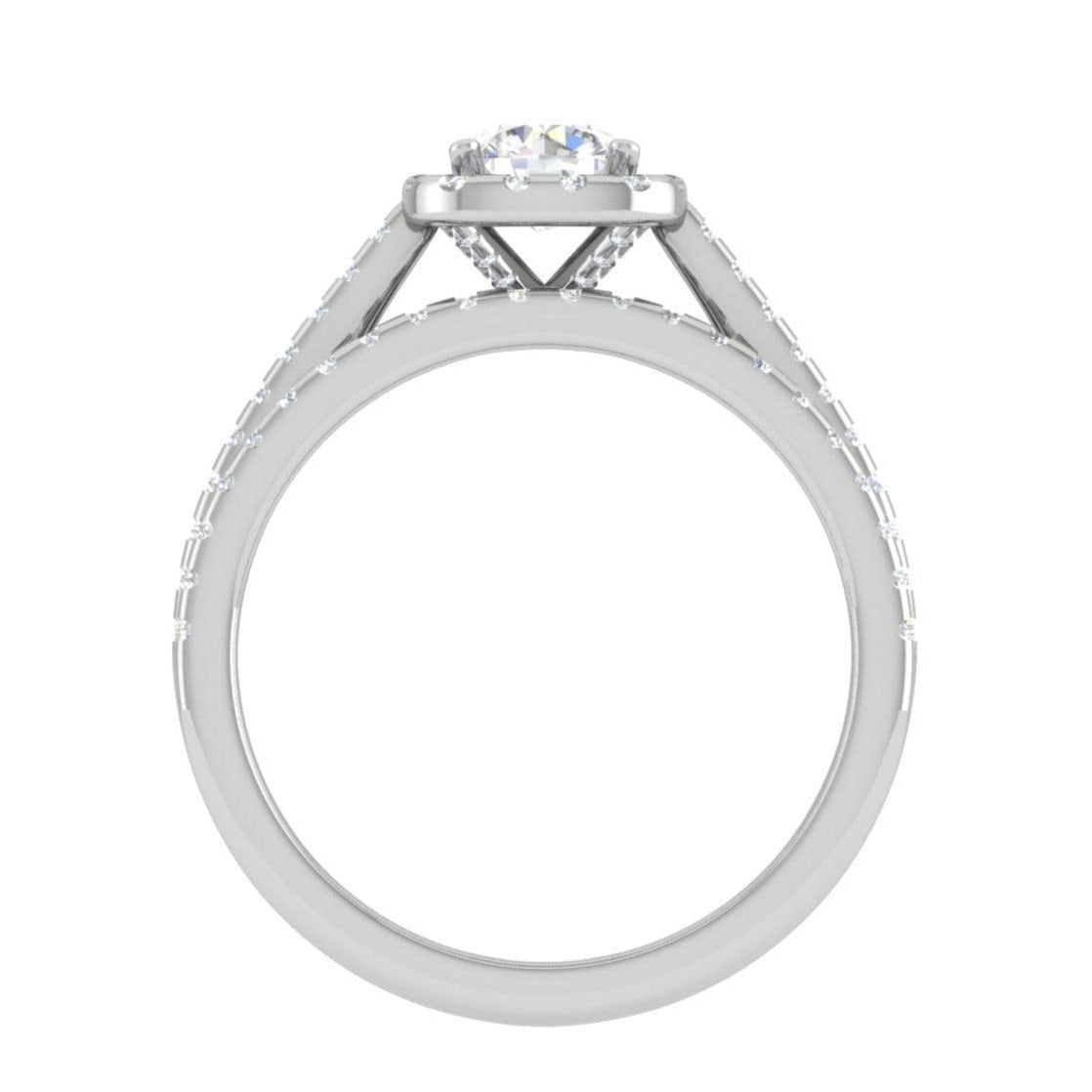 25-Pointer Solitaire Halo Diamond Split Shank Platinum Ring for Women JL PT RV RD 140