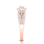 Load image into Gallery viewer, 70-Pointer Solitaire Halo Diamond Split Shank Rose Gold Ring JL AU G 102R-B
