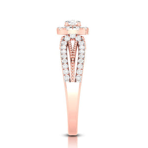 70-Pointer Solitaire Halo Diamond Split Shank Rose Gold Ring JL AU G 102R-B