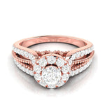 Load image into Gallery viewer, 70-Pointer Solitaire Halo Diamond Split Shank Rose Gold Ring JL AU G 102R-B
