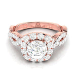 Load image into Gallery viewer, 30-Pointer Solitaire Halo Diamond Twisted Shank 18K Rose Gold Ring JL AU G 101R
