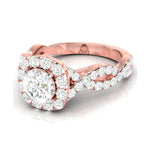 Load image into Gallery viewer, 30-Pointer Solitaire Halo Diamond Twisted Shank 18K Rose Gold Ring JL AU G 101R
