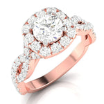 Load image into Gallery viewer, 30-Pointer Solitaire Halo Diamond Twisted Shank 18K Rose Gold Ring JL AU G 101R
