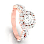 Load image into Gallery viewer, 1-Carat Solitaire Halo Diamond Twisted Shank 18K Rose Gold Ring JL AU G 101R-C
