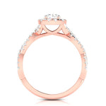 Load image into Gallery viewer, 1-Carat Solitaire Halo Diamond Twisted Shank 18K Rose Gold Ring JL AU G 101R-C
